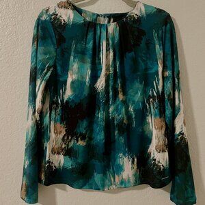 Calvin Klein Abstract Print. Crew Neckline. Long Sleeve. PM. Keyhole closure.